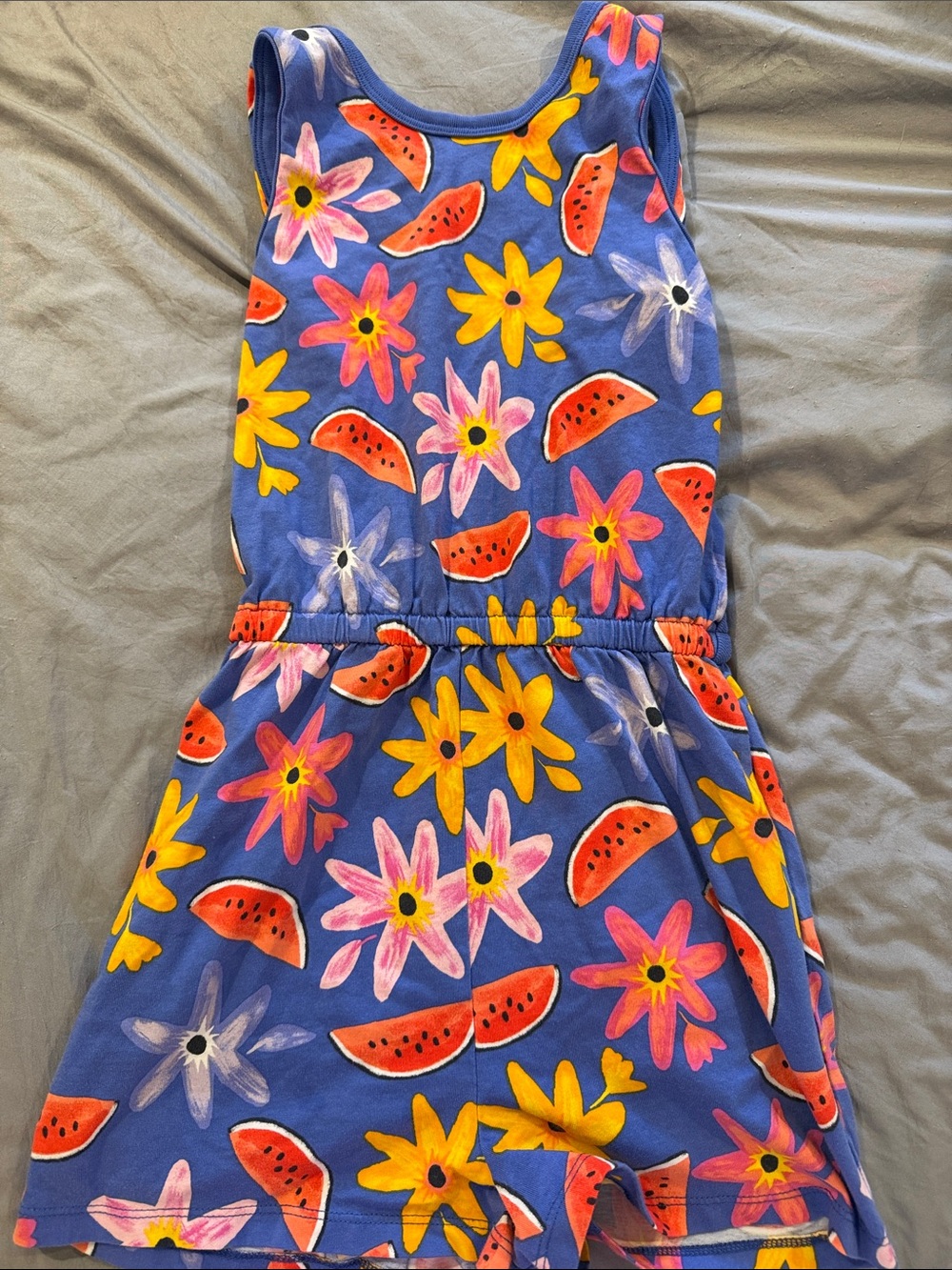 Tea Collection Girls Floral & Watermelon Print Romper